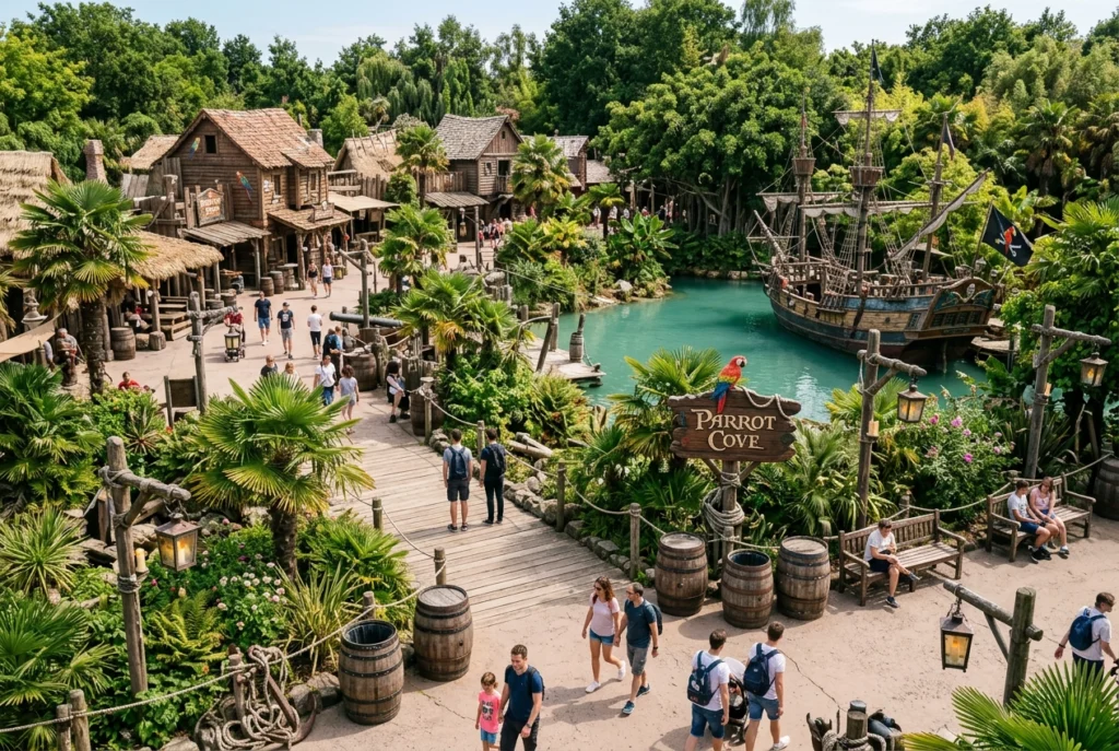 L'univers Parrot Cove (pirate) du parc d'attractions Korner Parc